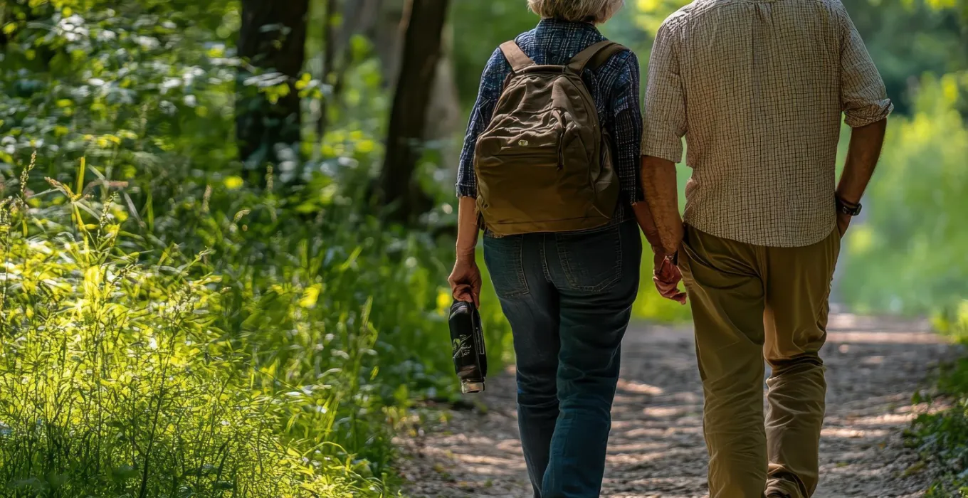 Retirees on a pathway